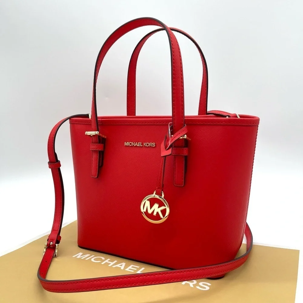 Michael Kors Extra Small To Zip Tote Bag Red/Gold